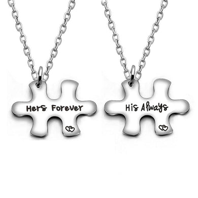 Stainless Steel Couples Necklace Trendy Lettering Puzzle Pendants For Lovers High Quality Necklaces Jewelry Gifts