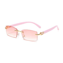 Load image into Gallery viewer, XIU buffalo horn sunglasses rimless square  designer white black buffs sun glasses trendy eyewear gafas de sol hombre