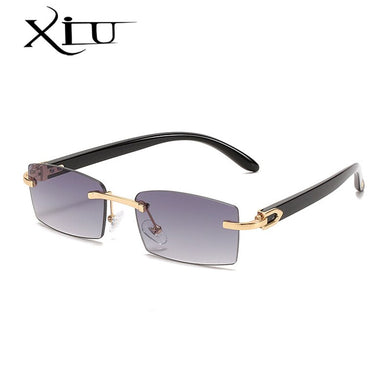 XIU buffalo horn sunglasses rimless square  designer white black buffs sun glasses trendy eyewear gafas de sol hombre