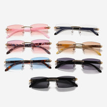Load image into Gallery viewer, XIU buffalo horn sunglasses rimless square  designer white black buffs sun glasses trendy eyewear gafas de sol hombre