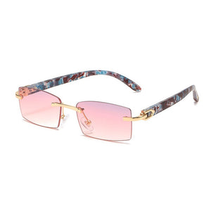 XIU buffalo horn sunglasses rimless square  designer white black buffs sun glasses trendy eyewear gafas de sol hombre