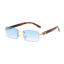 Load image into Gallery viewer, XIU buffalo horn sunglasses rimless square  designer white black buffs sun glasses trendy eyewear gafas de sol hombre