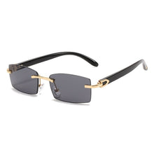 Load image into Gallery viewer, XIU buffalo horn sunglasses rimless square  designer white black buffs sun glasses trendy eyewear gafas de sol hombre