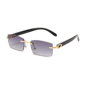 XIU buffalo horn sunglasses rimless square  designer white black buffs sun glasses trendy eyewear gafas de sol hombre