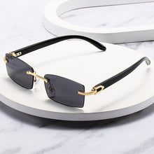 Load image into Gallery viewer, XIU buffalo horn sunglasses rimless square  designer white black buffs sun glasses trendy eyewear gafas de sol hombre