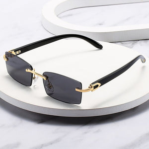 XIU buffalo horn sunglasses rimless square  designer white black buffs sun glasses trendy eyewear gafas de sol hombre