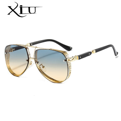 XIU green yellow steampunk sunglasses men pilot metal frame 7 colors sun glasses women punk sunglass gafas de sol uv400