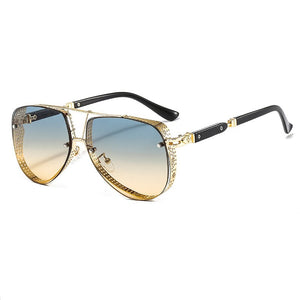 XIU green yellow steampunk sunglasses men pilot metal frame 7 colors sun glasses women punk sunglass gafas de sol uv400