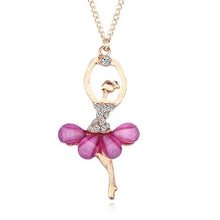 Load image into Gallery viewer, Women Girl Golden Color Ballerina Exquisite Shimmer Rhinestone Pendant Necklace