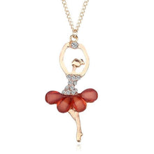Load image into Gallery viewer, Women Girl Golden Color Ballerina Exquisite Shimmer Rhinestone Pendant Necklace