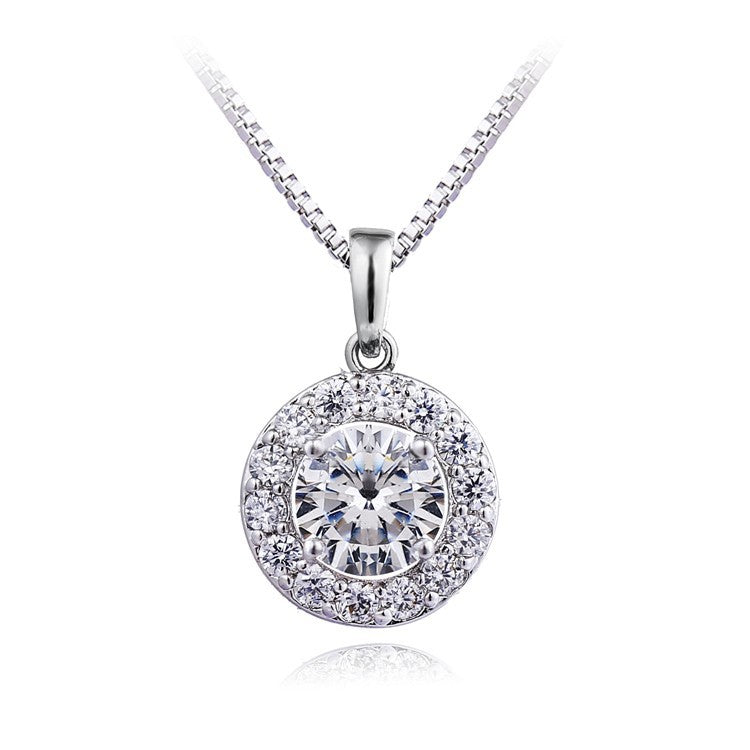 Elegant 1 Necklaces for Women AAA Cubic Zirconia CZ Round Pendant 1 Copper Jewelry Christmas New Year