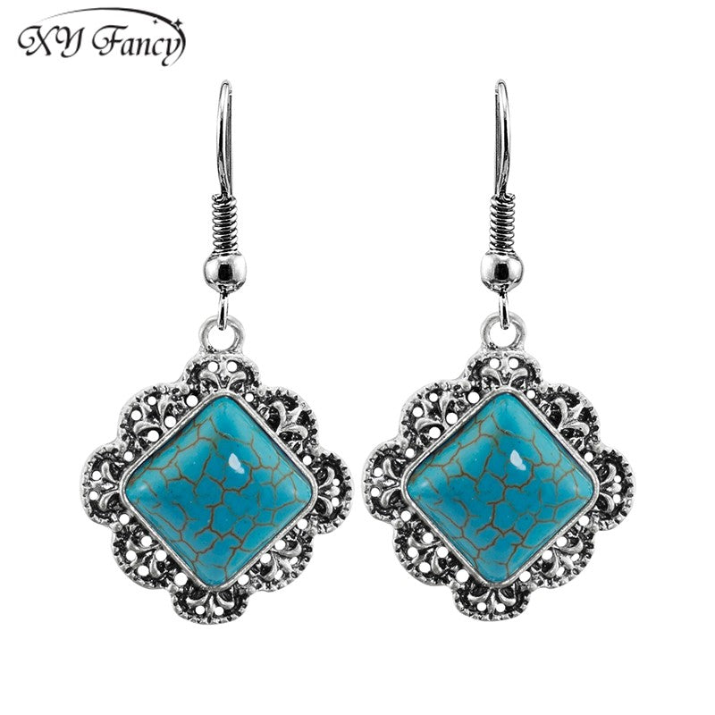 2017 New Women High Grade Square Pendant Bohemian Style Set Stylish Earrings Wear Decoration For Girls zk40