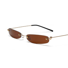 Load image into Gallery viewer, narrow sunglasses men rimless summer 2022 red blue black rectangular sun glasses for women small face hot selling