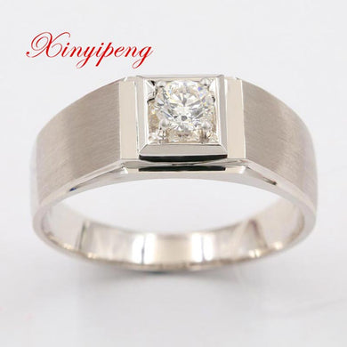 Xin yi peng 18 k white gold inlaid 0.35 carat natural diamond ring, men ring, simple fashion, wedding gifts