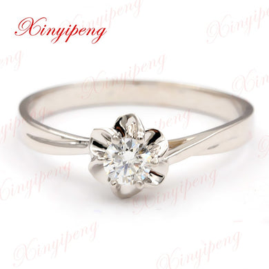 Xin yi peng 18 k white gold ring inlaid natural diamond ring woman, marriage engagement gift