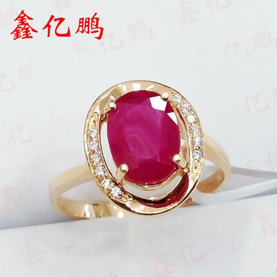Xin yi peng 18 k yellow gold inlaid natural ruby ring, the woman ring, wedding gift