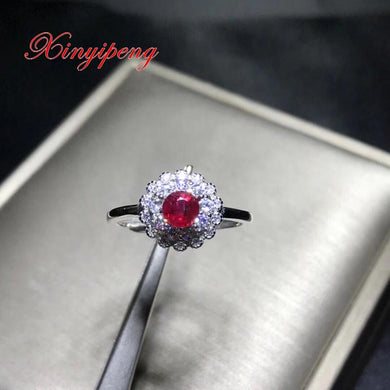 Xin yi peng 925 silver inlaid natural ruby ring, woman ring, elegant fashion, holid anniversary gift
