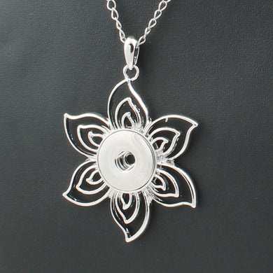 Jewelry Petal Charms Necklace Fit 18MM Button Snap Custom Pendant Sweater Chain ZG012