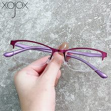 Load image into Gallery viewer, XojoX -1.5 -2.0 -2.5 -3.0 to-6 Business Finished Myopia Glasses Women Half Frame Anti Blue Light Shortsighted Eyewear Men