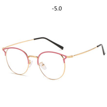 Load image into Gallery viewer, XojoX Cat Eye Finished Myopia Glasses Vintage Round Short-sighted Eyeglasses Women Men Prescription Degree -1 -1.5 -2 -2.5 -3to6