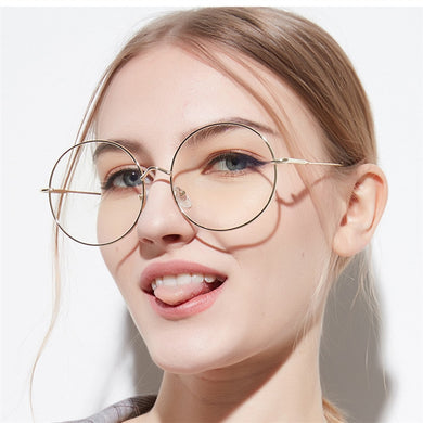Montature per occhiali rotondi oversize Donna Uomo Moda Occhiali trasparenti Montature per occhiali da vista in metallo unisex 