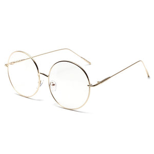 Montature per occhiali rotondi oversize Donna Uomo Moda Occhiali trasparenti Montature per occhiali da vista in metallo unisex 