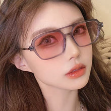 Load image into Gallery viewer, ¿Y EI Retro puentes dobles mujeres gafas de sol de moda Rosa gradiente de gafas de moda hueco de leopardo azul gafas de sol hombres tonos