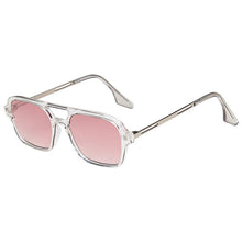 Load image into Gallery viewer, ¿Y EI Retro puentes dobles mujeres gafas de sol de moda Rosa gradiente de gafas de moda hueco de leopardo azul gafas de sol hombres tonos