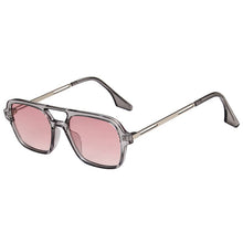 Load image into Gallery viewer, ¿Y EI Retro puentes dobles mujeres gafas de sol de moda Rosa gradiente de gafas de moda hueco de leopardo azul gafas de sol hombres tonos