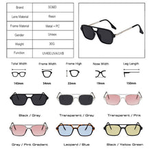 Load image into Gallery viewer, ¿Y EI Retro puentes dobles mujeres gafas de sol de moda Rosa gradiente de gafas de moda hueco de leopardo azul gafas de sol hombres tonos