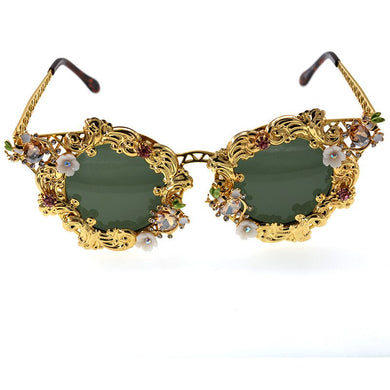 YANGLIUJIA Baroque Hollow Out Flowers Restoring Ancient Ways Of Glasses Beach Tourism Sunglasses Women Jewelry Accessories
