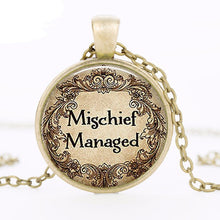 Load image into Gallery viewer, Man Inspired US Movie Mischief Managed Fashion Necklace brass Jewelry Glass Cabochon Necklace Jewelry