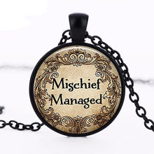 Load image into Gallery viewer, Man Inspired US Movie Mischief Managed Fashion Necklace brass Jewelry Glass Cabochon Necklace Jewelry