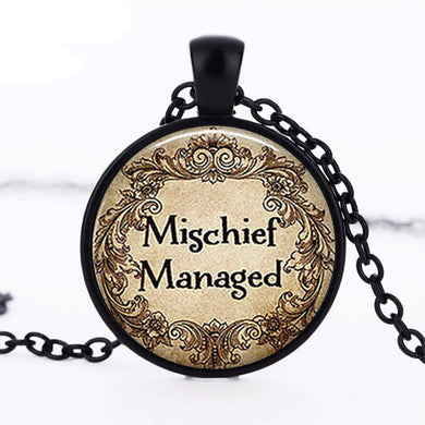 Man Inspired US Movie Mischief Managed Fashion Necklace brass Jewelry Glass Cabochon Necklace Jewelry