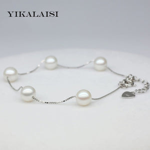 2017 Charm Bracelet Pearl Jewelry 925 Sterling Silver jewelry Bracelet & Bangles Natural Pearl Bracelet For Women
