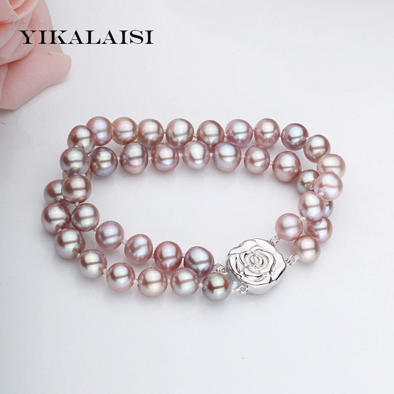2017 Natural Pearl Bracelet 8-9mm Pearl 18cm Women Pearl Jewelry Bracelet With 925 sterling silver jewelry