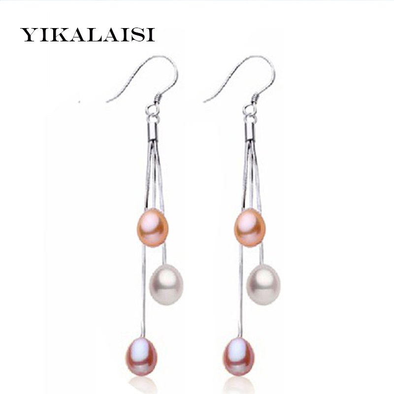 2017 fashion stud earring 100% Natural Pearl long Earrings 925 Sterling Silver Jewelry For Women Best Gifts