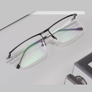 YIMARUILI Business Half-Frame Glasses Men's Ultralight Myopia Glasses Frame Optical Prescription Glasses P8827