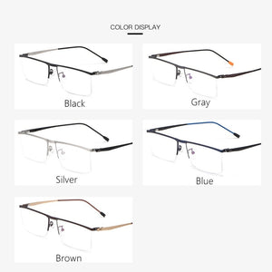YIMARUILI Business Half-Frame Glasses Men's Ultralight Myopia Glasses Frame Optical Prescription Glasses P8827