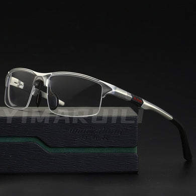 YIMARUILI Men's Half-Frame Sports Glasses Frame Ultra-Light Aluminum-Magnesium Material Optical Prescription Glasses Frame Y3121