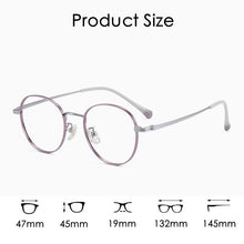 Carica l&#39;immagine nel visualizzatore di Gallery, YIMARUILI Ultra-Light Pure Titanium Men And Women Retro Small Round Frame Myopia Optical Prescription Eyeglasses Frame T8805