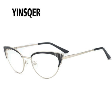 NEW Brand Luxury Cat Eye Glasses Frames For Women Eyewear Fashion Round Glasses Optical Lenses For Woman Eyeglasses