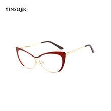 Load image into Gallery viewer, YINSQER 2023 Nearsighted Women Cat Eye Glasses Frame Clear Eyeglasses Frame Men Diopter Glasses Myopia Vintage Round Glasses