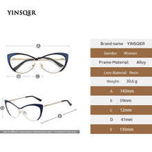 Load image into Gallery viewer, YINSQER 2023 Nearsighted Women Cat Eye Glasses Frame Clear Eyeglasses Frame Men Diopter Glasses Myopia Vintage Round Glasses