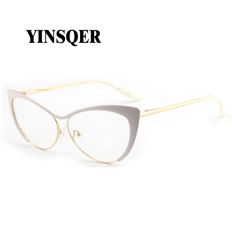 YINSQER 2023 Nearsighted Women Cat Eye Glasses Frame Clear Eyeglasses Frame Men Diopter Glasses Myopia Vintage Round Glasses