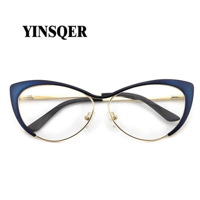 YINSQER 2023 Nearsighted Women Cat Eye Glasses Frame Clear Eyeglasses Frame Men Diopter Glasses Myopia Vintage Round Glasses