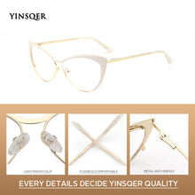 Load image into Gallery viewer, YINSQER 2023 Nearsighted Women Cat Eye Glasses Frame Clear Eyeglasses Frame Men Diopter Glasses Myopia Vintage Round Glasses