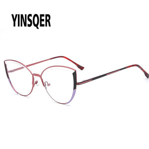 YINSQER Clear Cat Eye Glasses Frame Women's Glasses Fake Prescription Round Glasses Female Myopia Eye Glasses For Beauty For PC