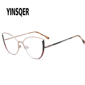 YINSQER Clear Cat Eye Glasses Frame Women's Glasses Fake Prescription Round Glasses Female Myopia Eye Glasses For Beauty For PC