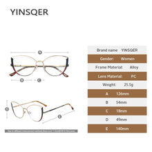 Load image into Gallery viewer, YINSQER Clear Cat Eye Glasses Frame Women&#39;s Glasses Fake Prescription Round Glasses Female Myopia Eye Glasses For Beauty For PC